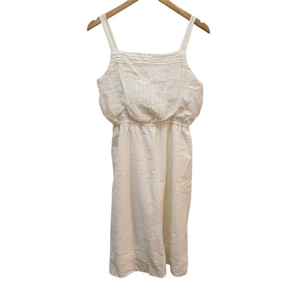 Old Navy Sea Salt Off White Midi Shift Boho Pintuck Sundress Dress medium new